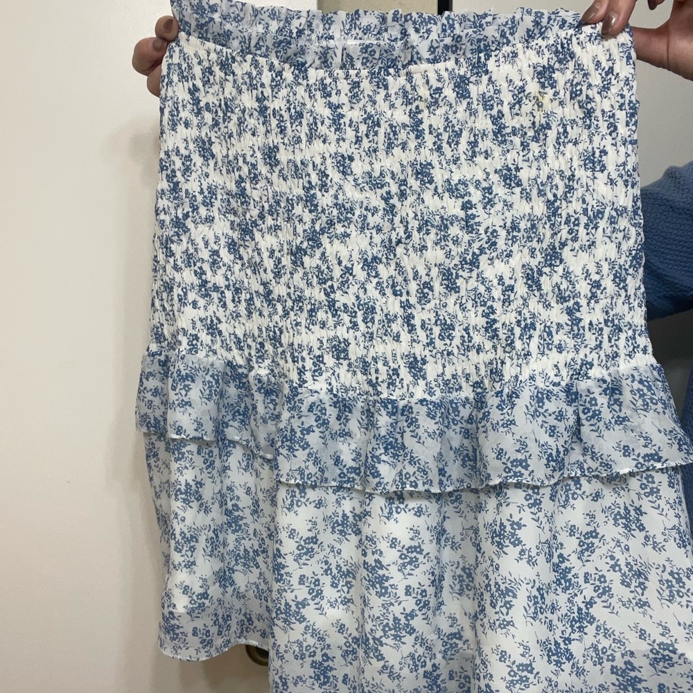 Sugarlips Blue and White Floral Midi Skirt